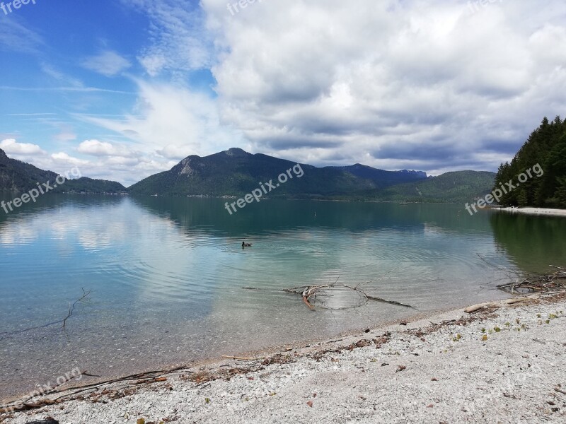 Lake Walchensee Bavaria Sky Mountains