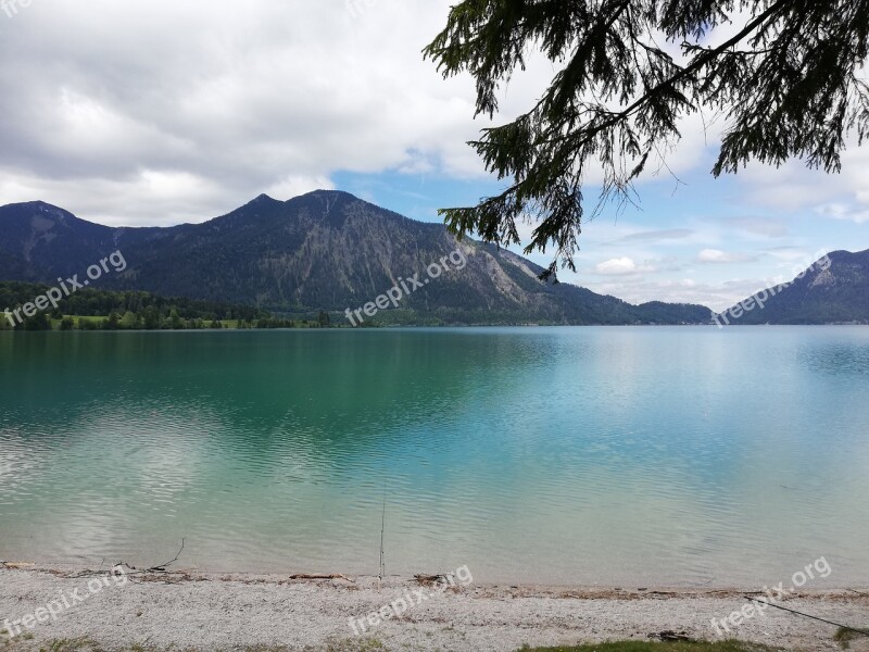 Lake Walchensee Bavaria Sky Mountains