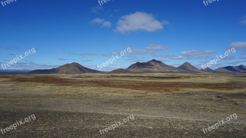 Landscape Mountains Iceland Clouds Sky