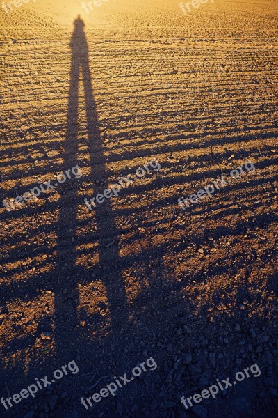 Ground Shadow Person Dry Field