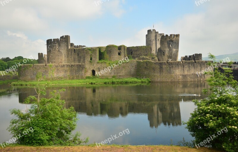 Caerphilly Castle Cardiff Wales Castle Lake Free Photos