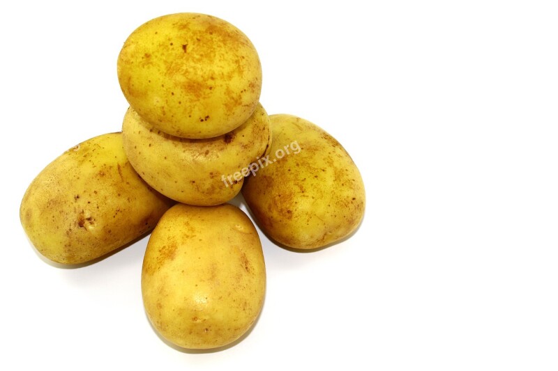 Vegetables Food White Background Potatoes Skinned