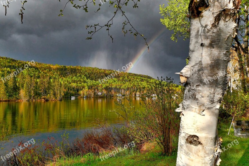 Landscape Rainbow Nature Water Clouds