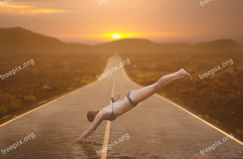 Dive Diving Roads Girl Free Photos