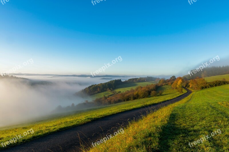 Fog Trail Nature Landscape Away