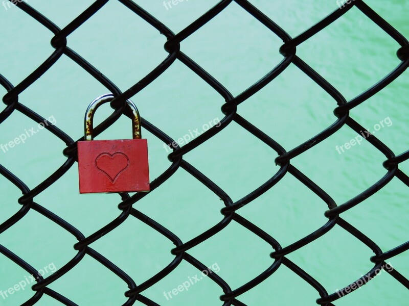 Padlock Chainlink Fence Heart Cage