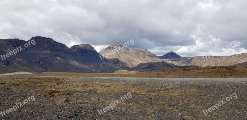 Iceland Mountains Clouds View Landscape