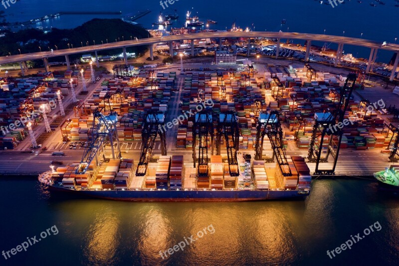 Container Terminal Container Ship Shipping Port Cargo