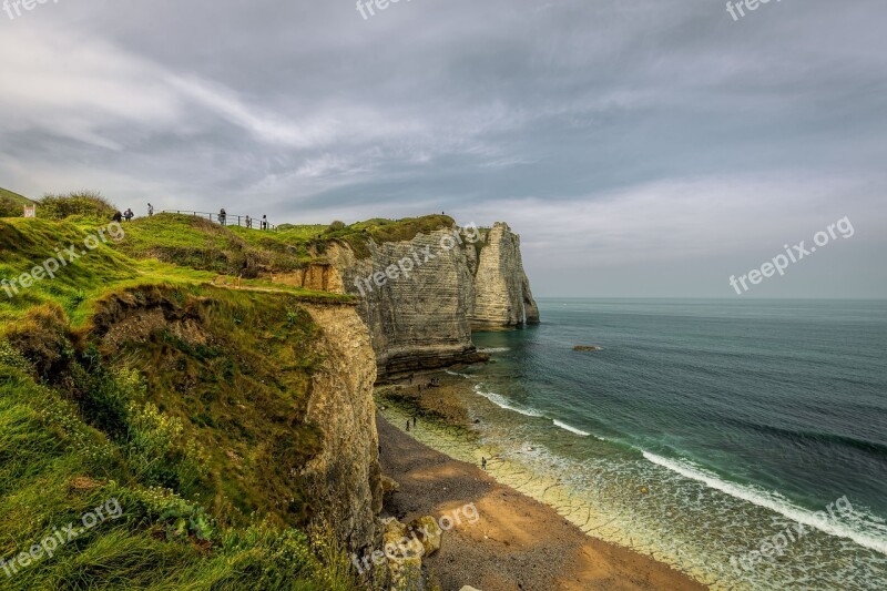 Cliff Normandy France Beach Nature