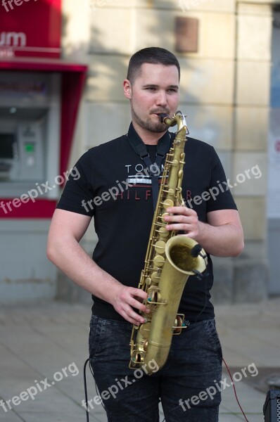 Man Boy Young Singing The Saxophone