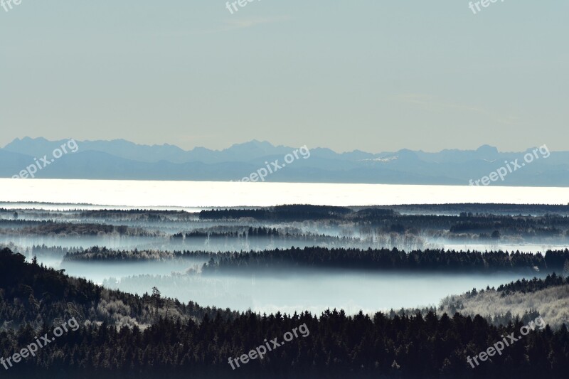 Alpen Ice Fog Landscape Nature