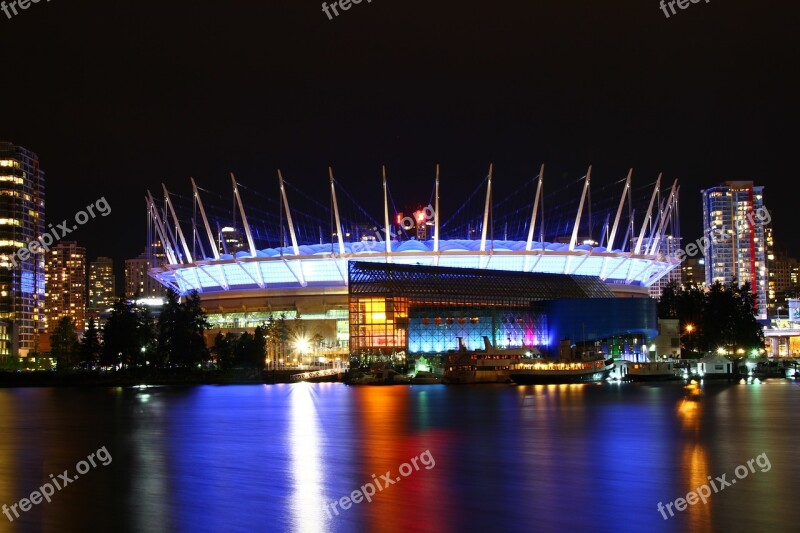 Vancouver Bc Place Bc British Columbia Night Photo