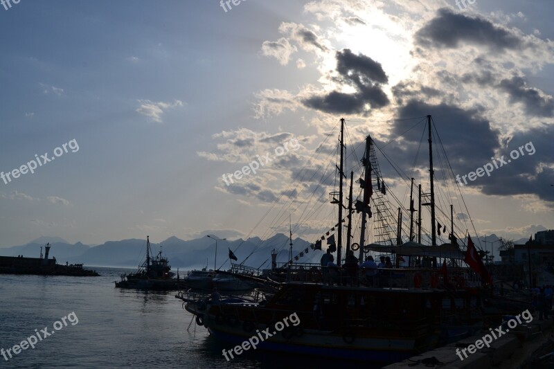 Turkey Antalya Marine Sunset Ship