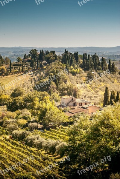 Tuscany Italy Landscape Sky Field