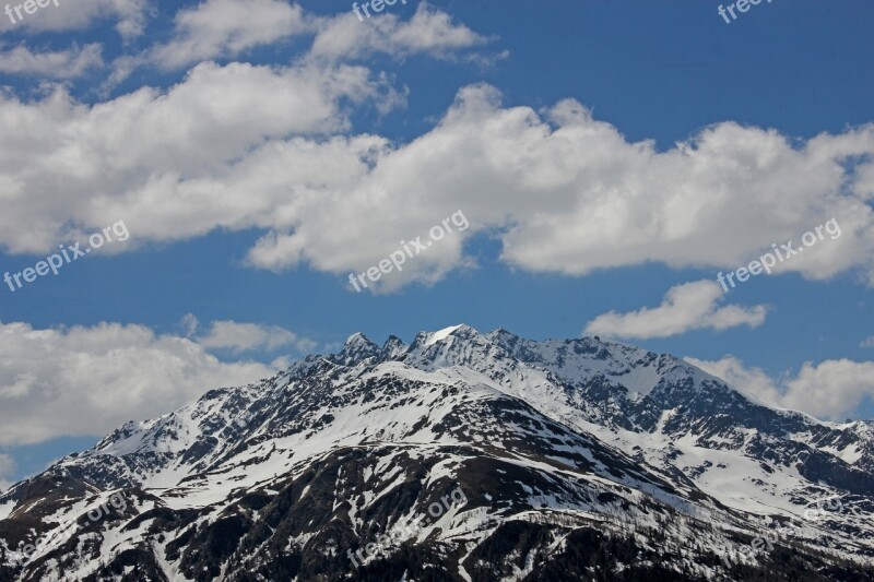 Background Mountains Alpine Clouds View