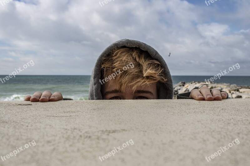 Beach Rocks Friend Portrait Sea