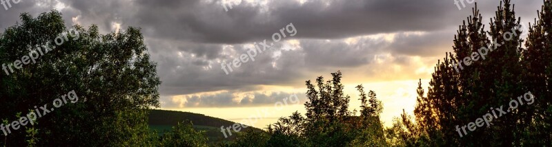 Clouds Mountain Panorama Sunset Color