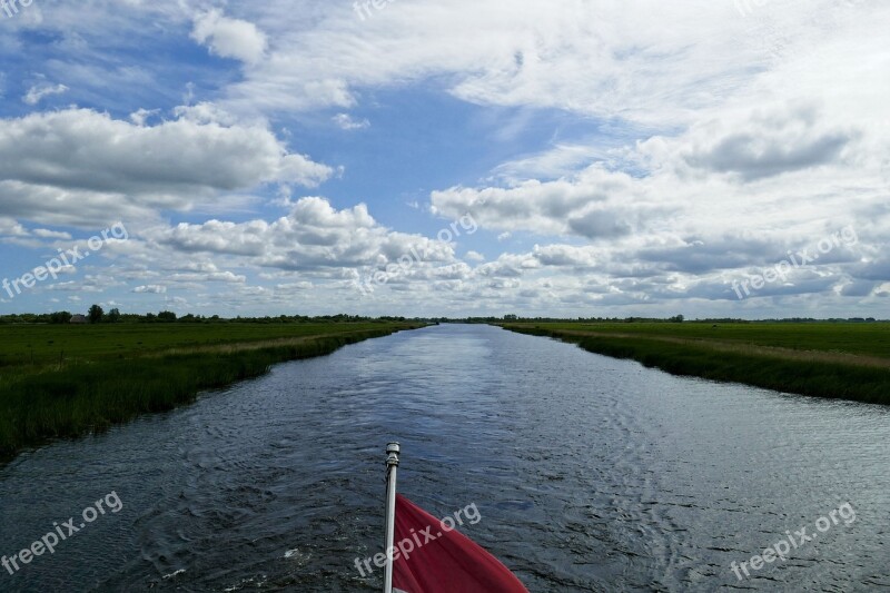 Boating Boat View Channel Clouds