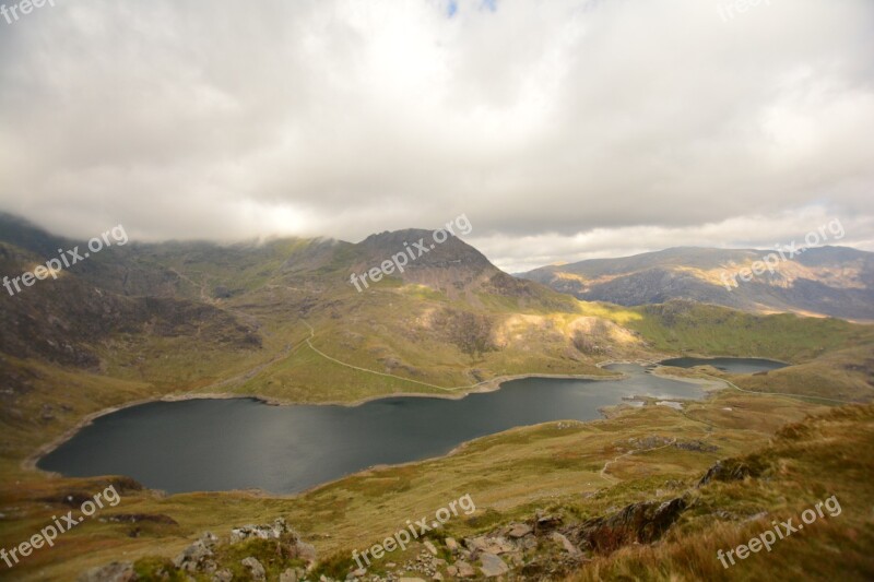 Snowdon Llyn Llydaw Wales Snowdonia Uni