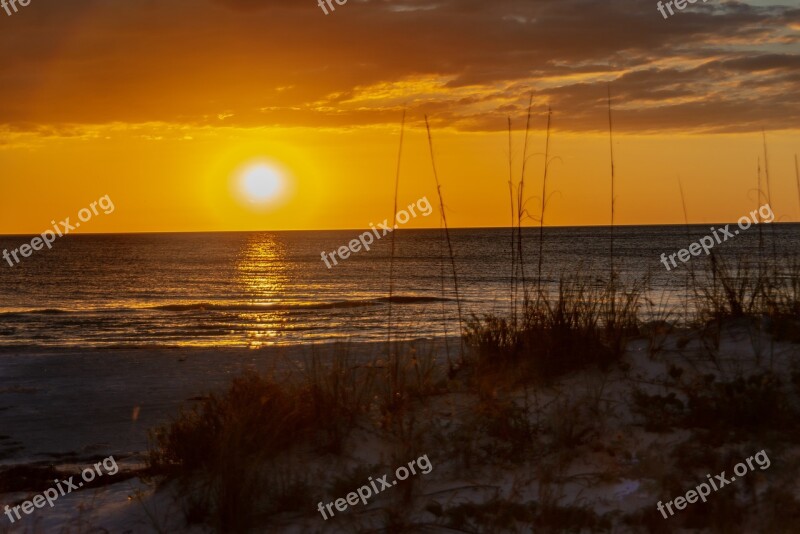 Sunset Beach Sea Ocean Nature