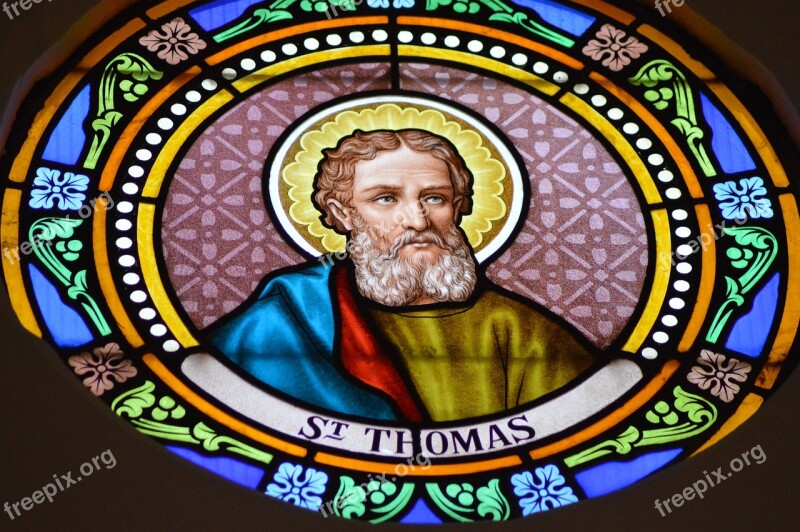 Stained Glass Colorful Portrait Saint Apostle