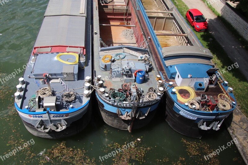 Barges Boats River Navigation Water