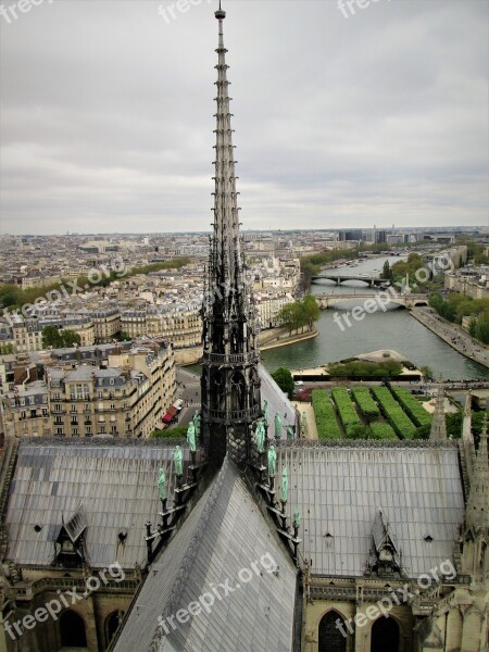 Notre Dame Spire France Paris Cityscape