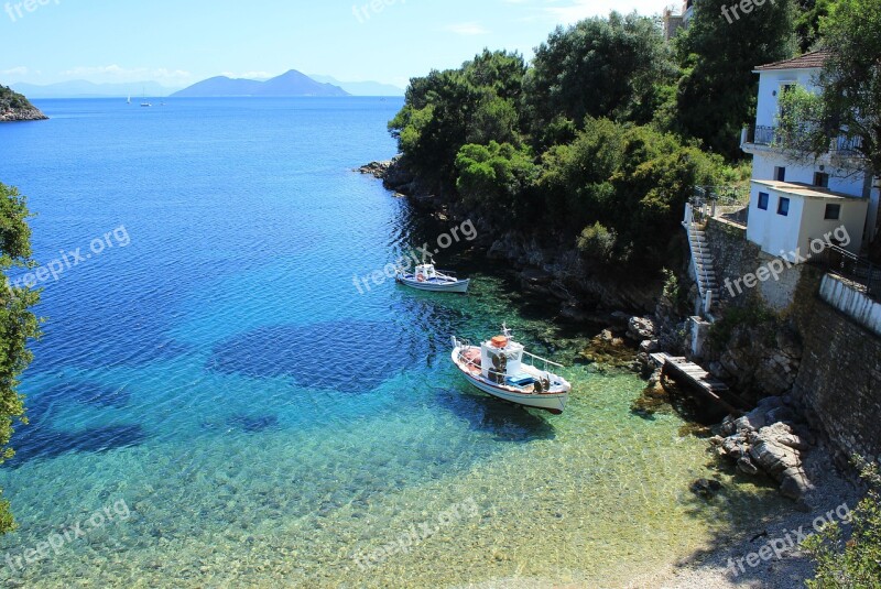 Greece Sea Boat Island House