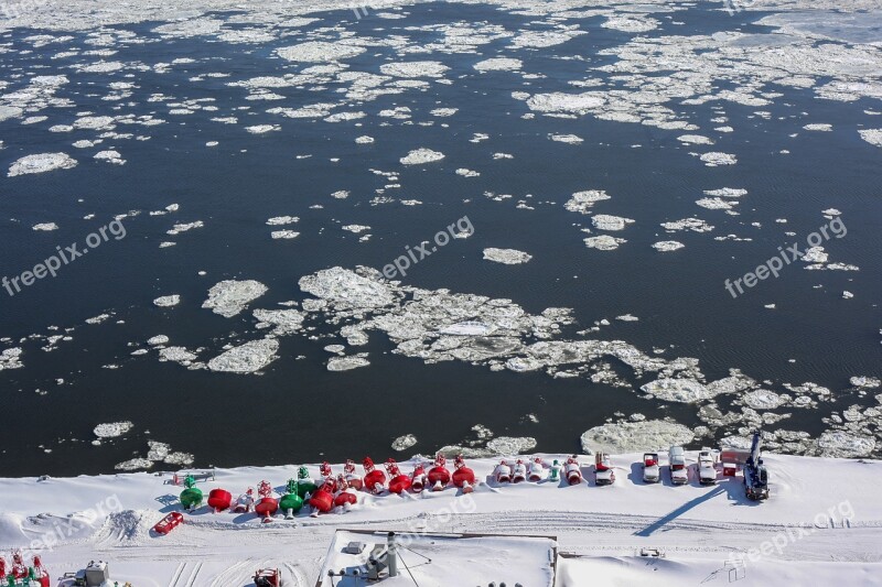 Québec Water Gefrohren Ice Floes Ice