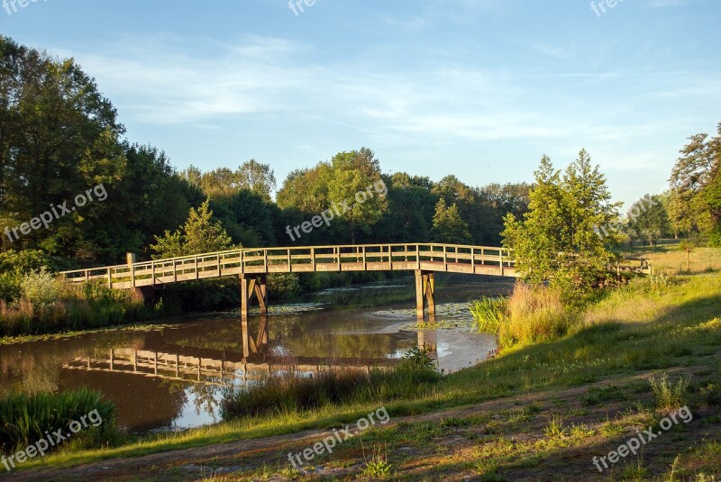 Pond Landscape Enschede Bridge Wesselerbrink