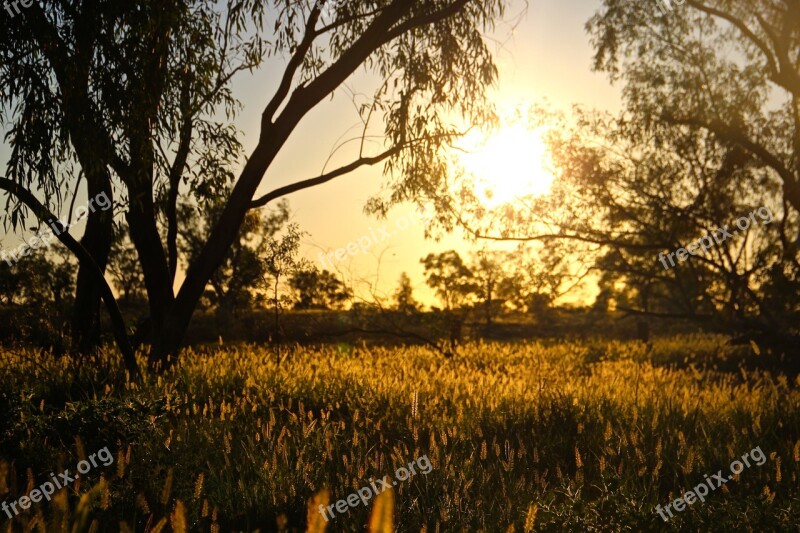 Sunrise Outback Queensland Australia Landscape