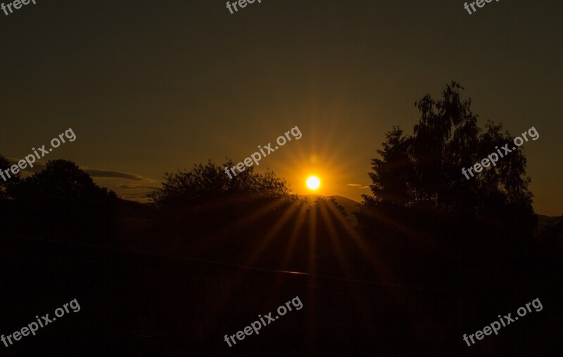 Sunset Dark Sunbeam Evening Abendstimmung