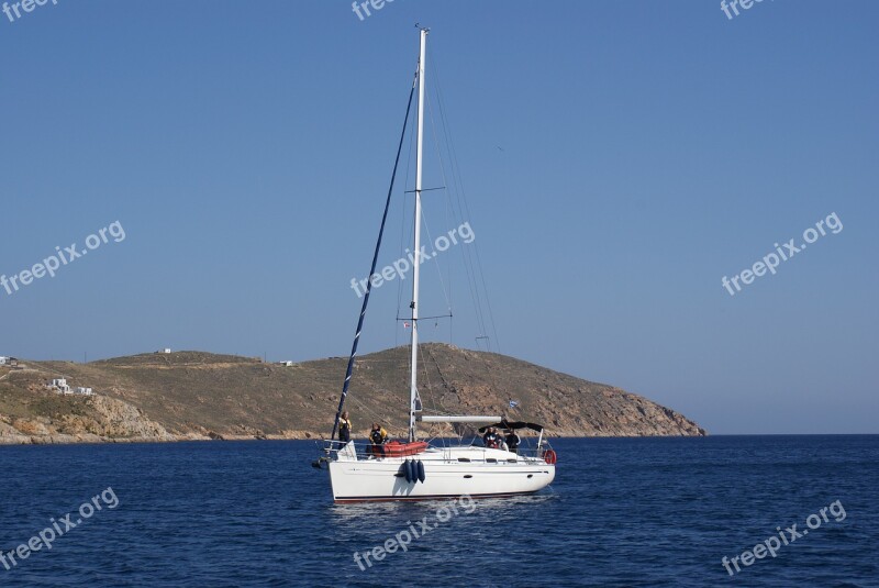 Ship Greece Cyclades Sea Coast