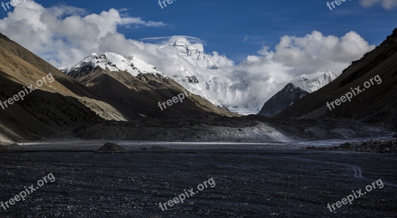 Snow Mountain White Cloud The Bead Mu Lang Mar Alpine Tibet