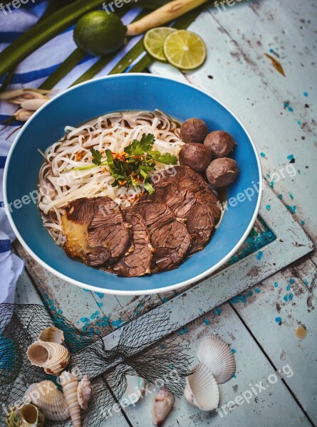 Beef Rice Noodles Thailand Food Free Photos