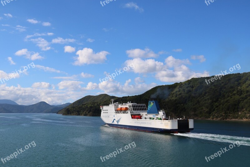 Ferry Marlborough Sounds New Zealand Boat Sea