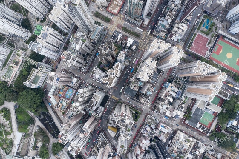 City Landscape Buildings Street Aerial