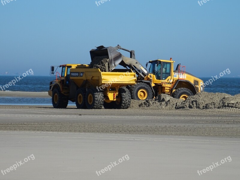 Wangerooge Beach Dike Construction Wheel Loader Construction Machinery