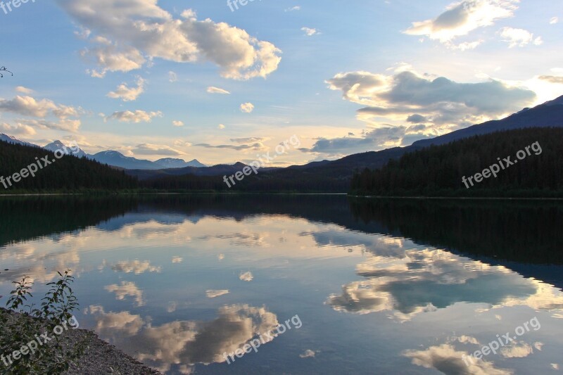 Patricia Lake Lake Dusk Forest Reflection