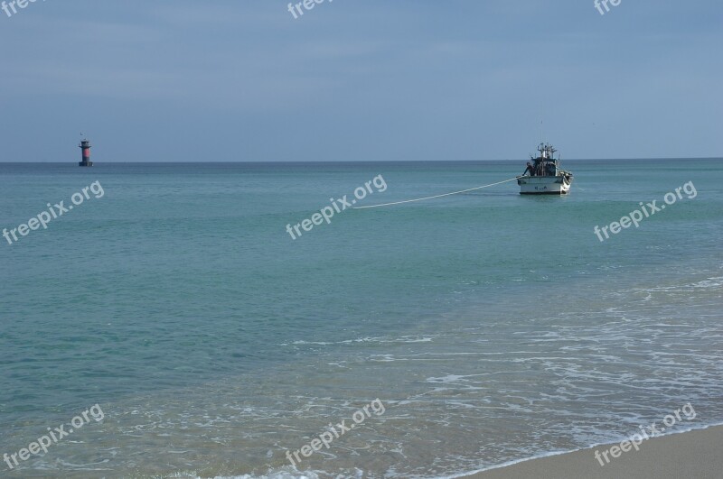 Gangneung Fishing Boats Sea Bathing Beach Lighthouse