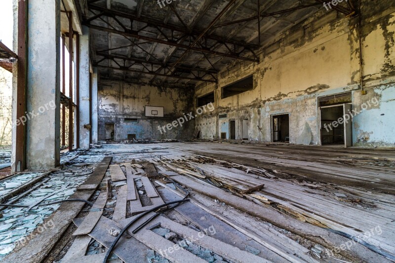 Chernobyl Pripyat Basketball Sporting Zone Abandoned