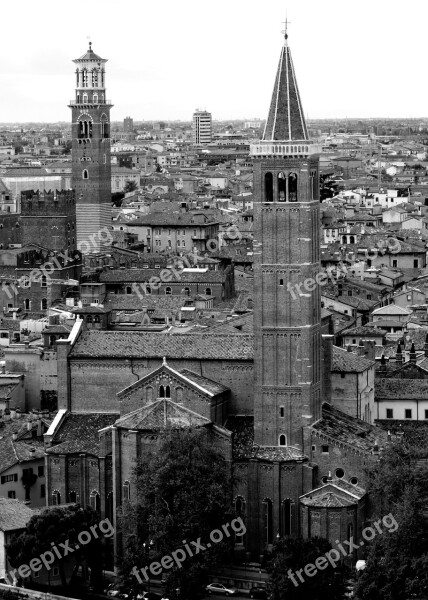 Verona Landscape Italy Adige Campanile