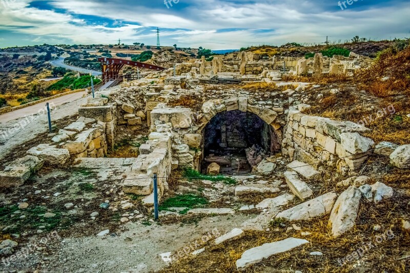 Cyprus Kourion Landscape Sky Clouds