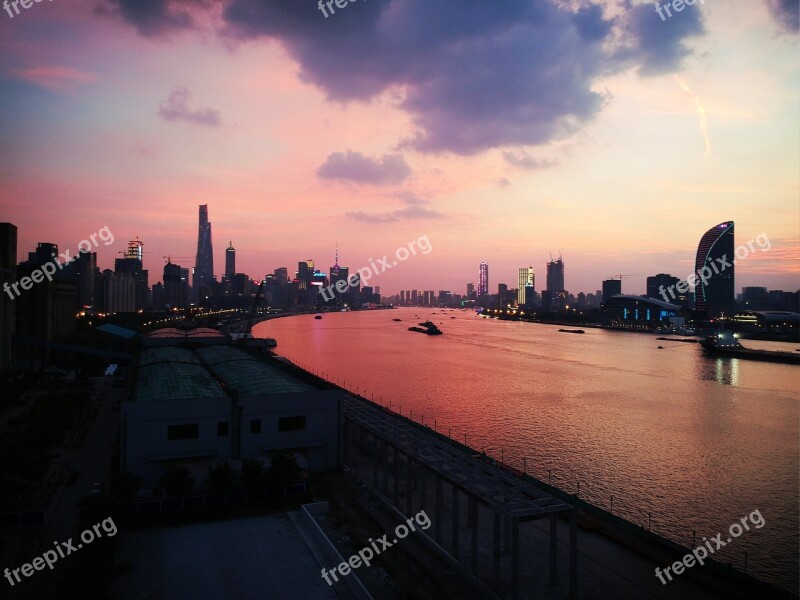 Shanghai Huangpu River Riverside Night View Free Photos