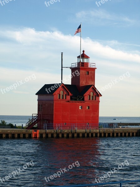 Lake Michigan Holland Lighthouse Free Photos