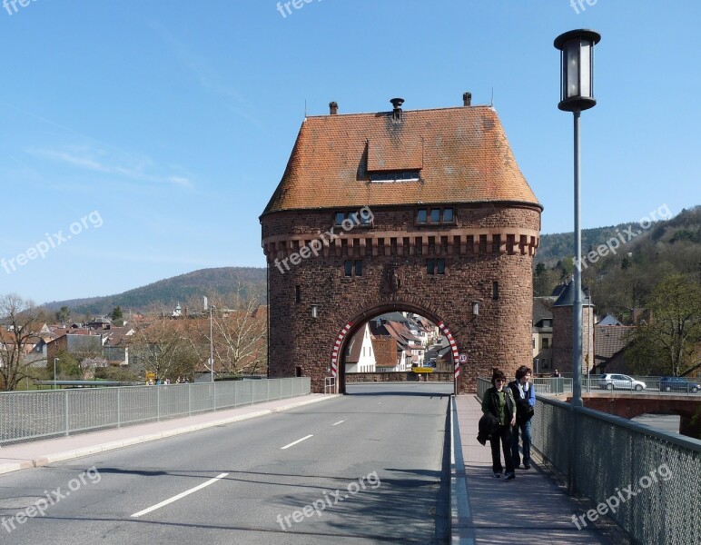 Zwillingstor Main Bridge Miltenberg Main Bavaria