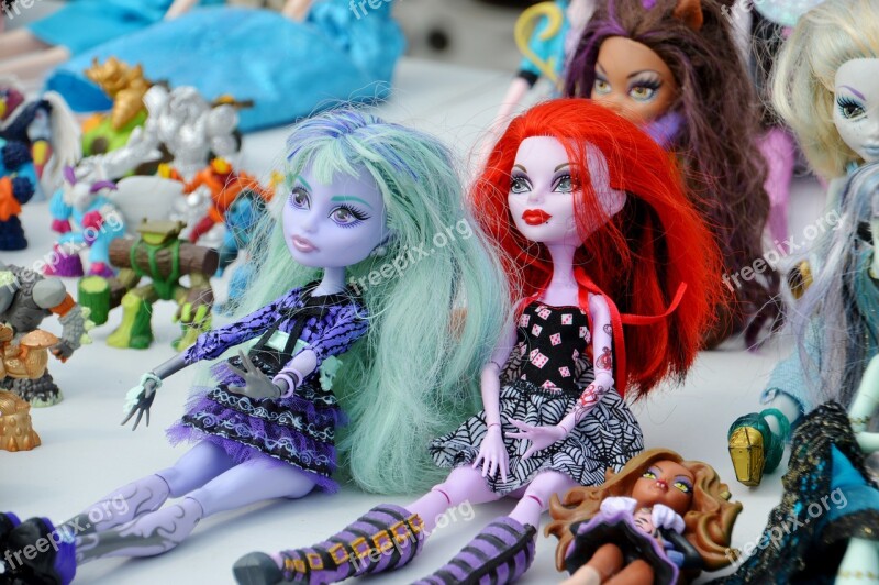 Doll Dolls Monster Dolls Colored Hair Flea Market Vide-grenier