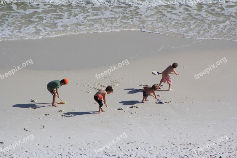 Kids Working Kids On A Beach Sand Beach Summer