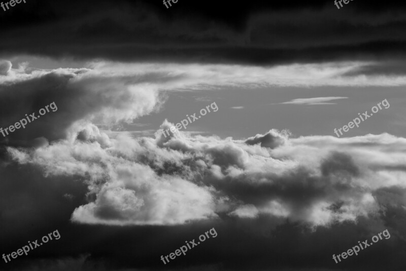 Sky Clouds Monocrome Fluffy Free Photos