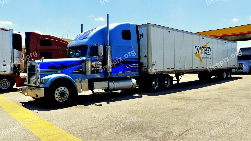 Truck Transport Trailer Blue Chrome